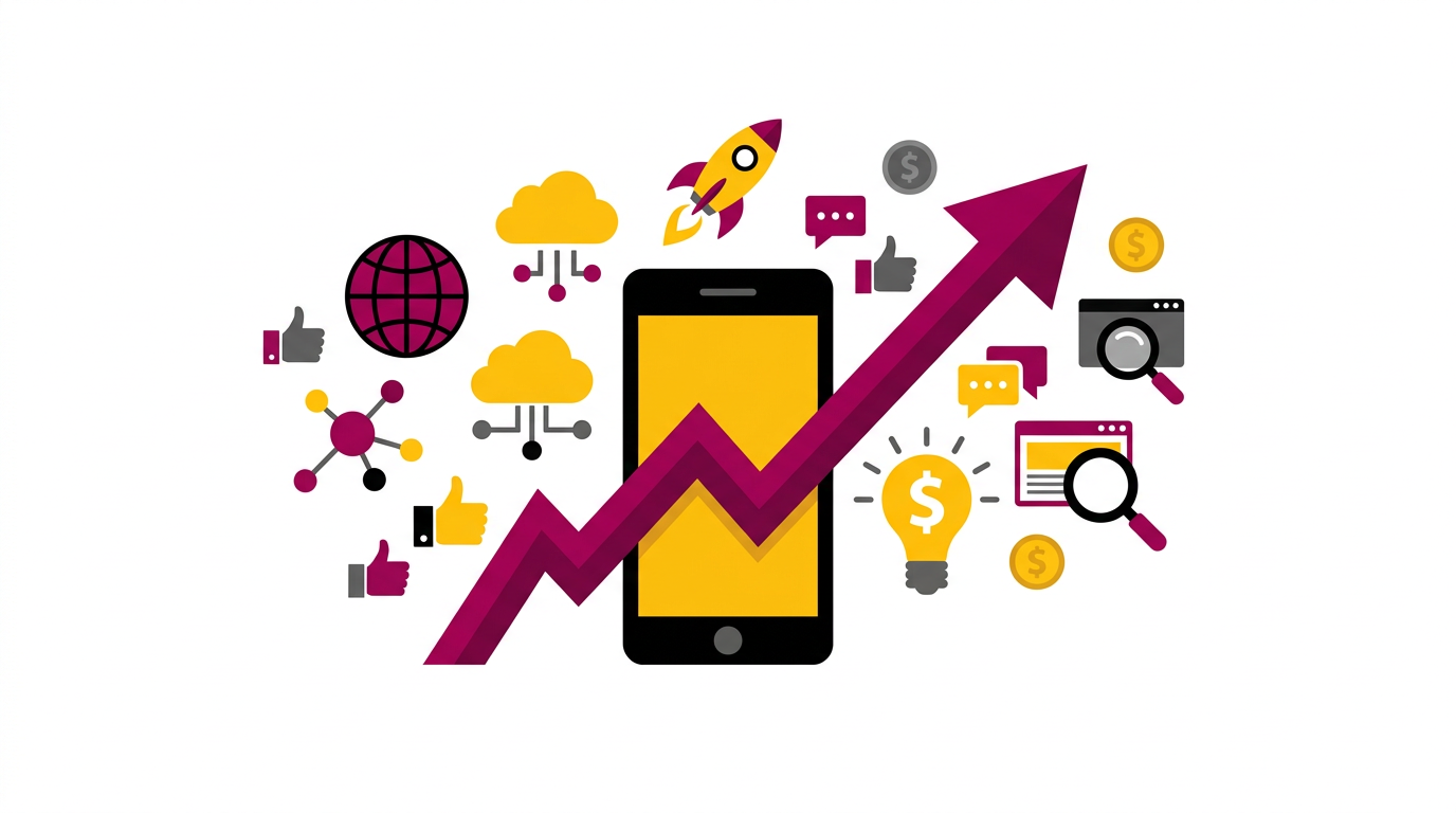Illustration : croissance et présence digitale